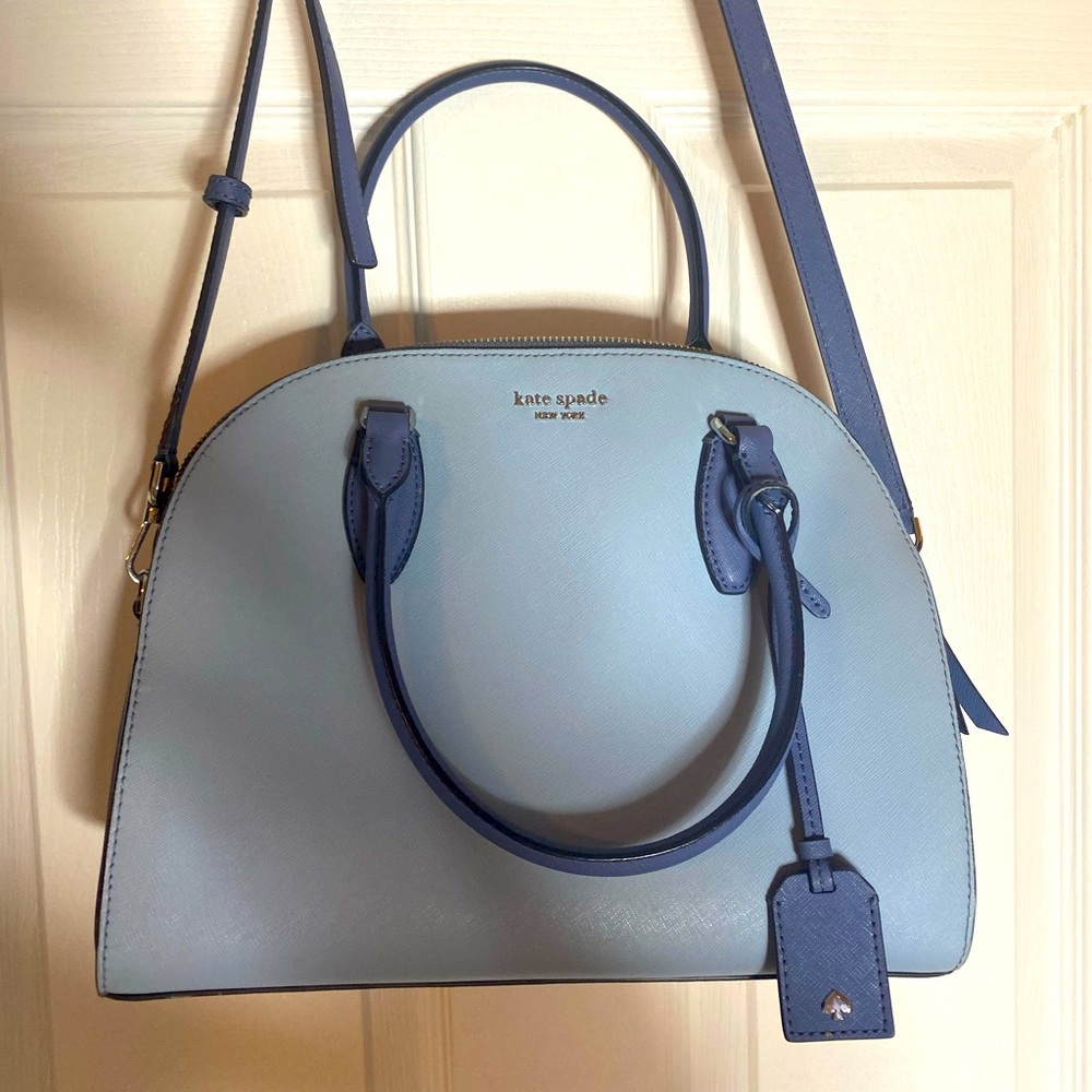 Kate Spade Reiley Large Dome Satchel Blue Leather